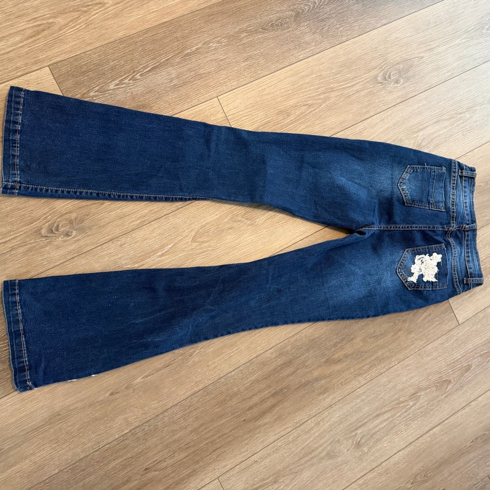 SHEIN jeans with hand sewn lace appliqué size small 4 - Picture 3 of 7